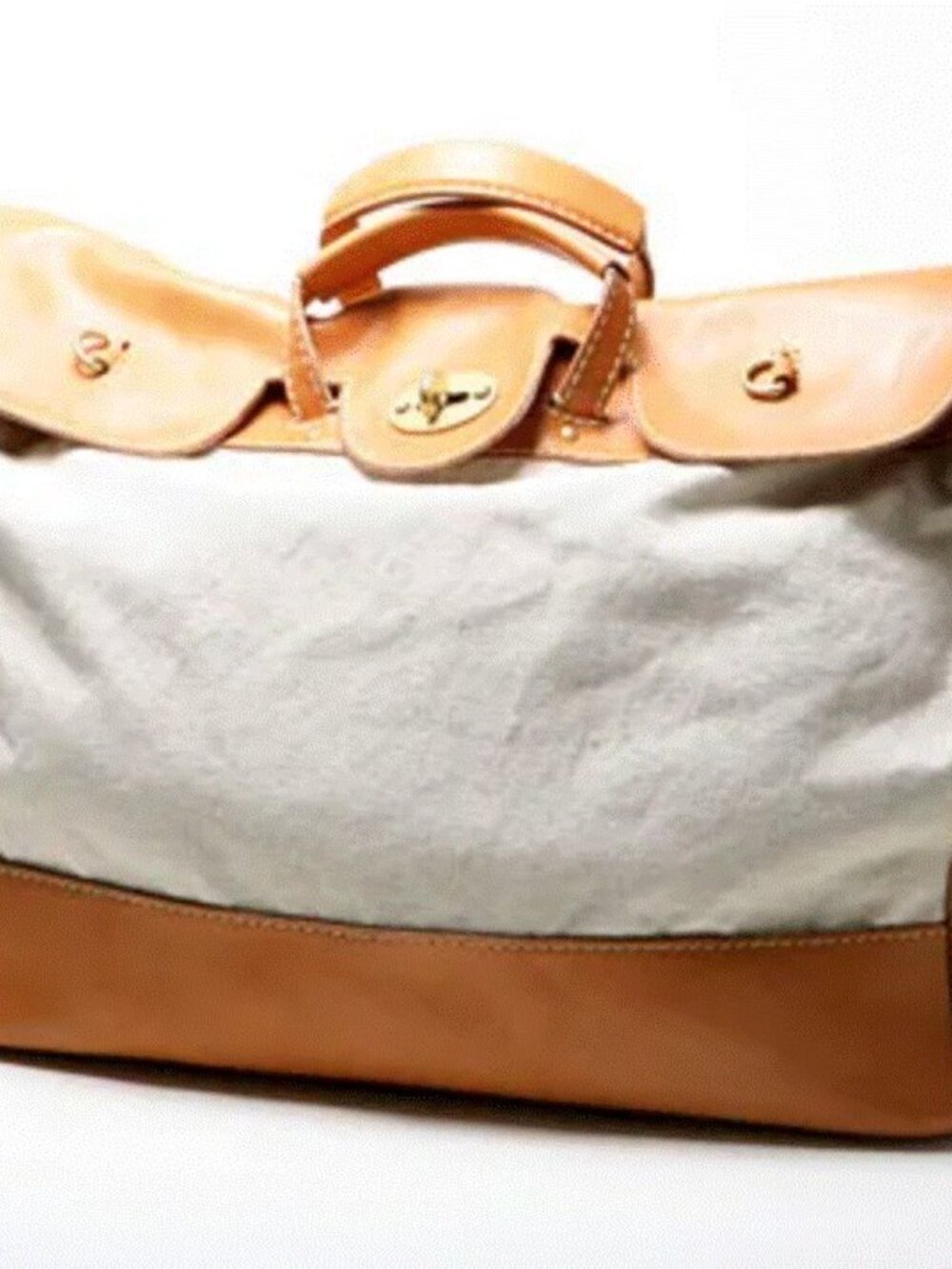 NWT J. Crew Tan Leather & Beige Canvas Weekender Bag